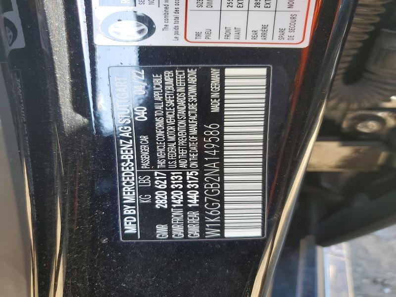 2022 Mercedes-benz S მანქანა იყიდება აუქციონზე, vin: W1K6G7GB2NA149586, აუქციონის ნომერი: 52736016