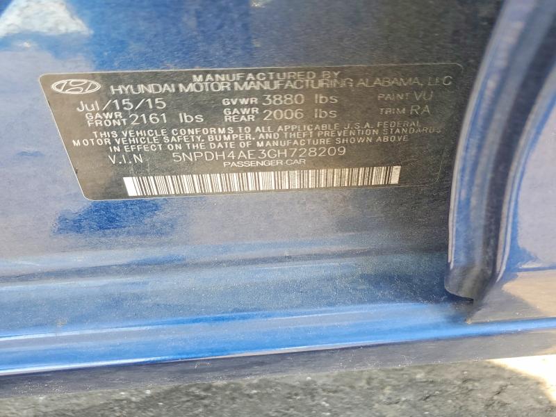 52420466 :رقم المزاد ، 5NPDH4AE3GH728209 vin ، 2016 Hyundai Elantra مزاد بيع