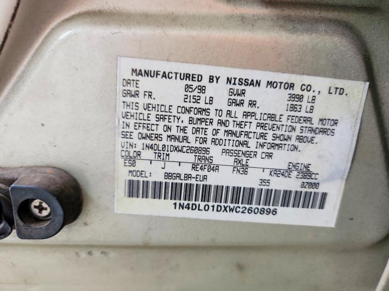 Продаж на аукціоні авто 1998 Nissan Altima, vin: 1N4DL01DXWC260896, номер лоту: 52729486