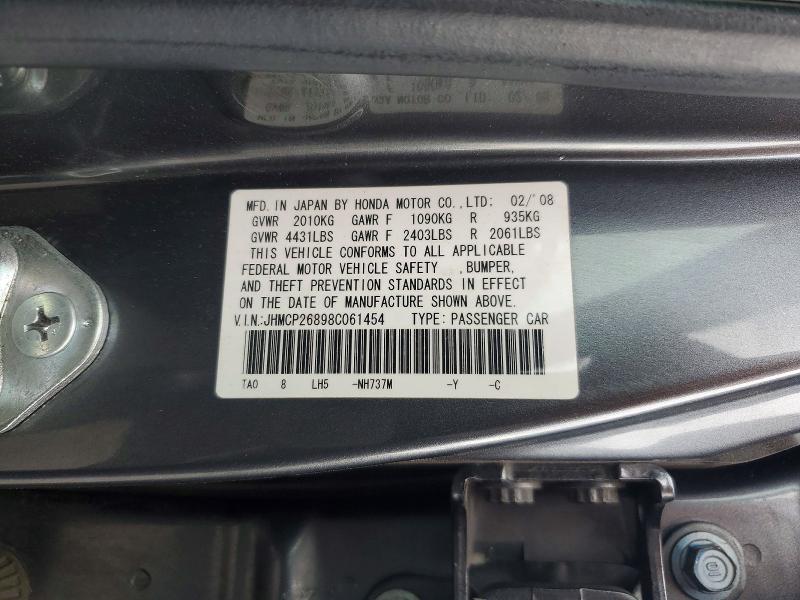 Aukcja sprzedaży 2008 Honda Accord, vin: JHMCP26898C061454, numer aukcji: 54917786