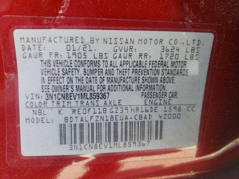 Aukcja sprzedaży 2021 Nissan Versa, vin: 3N1CN8EV1ML859367, numer aukcji: 53267466
