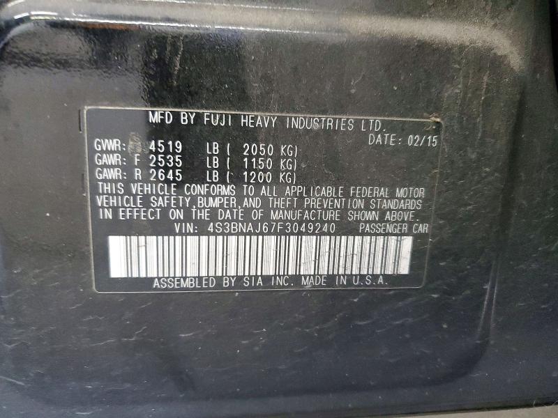 Aukcja sprzedaży 2015 Subaru Legacy, vin: 4S3BNAJ67F3049240, numer aukcji: 52840306