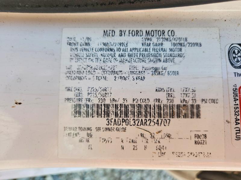 Продажа на аукционе авто 2010 Ford Fusion, vin: 3FADP0L32AR254707, номер лота: 51024266