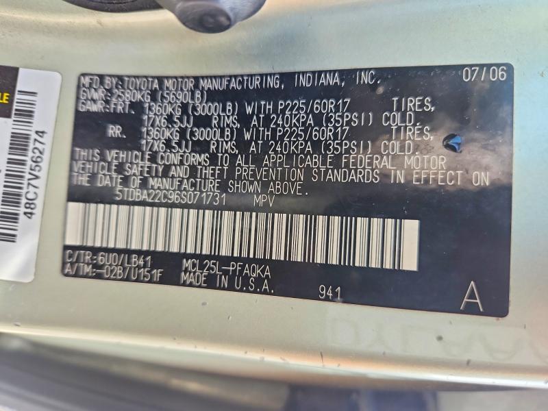 Продаж на аукціоні авто 2006 Toyota Sienna, vin: 5TDBA22C96S071731, номер лоту: 54656646