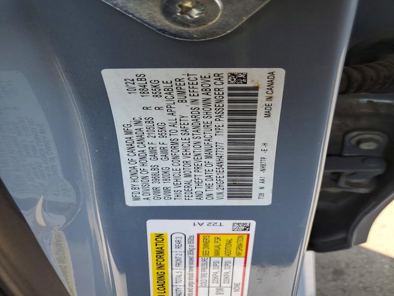 Продаж на аукціоні авто 2022 Honda Civic, vin: 2HGFE1E54NH477377, номер лоту: 53243206