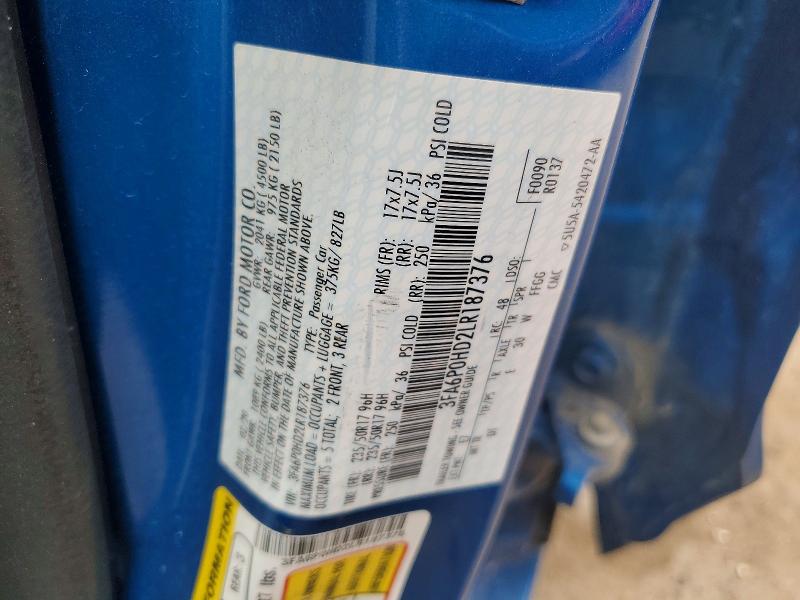 Продажа на аукционе авто 2020 Ford Fusion, vin: 3FA6P0HD2LR187376, номер лота: 52861166