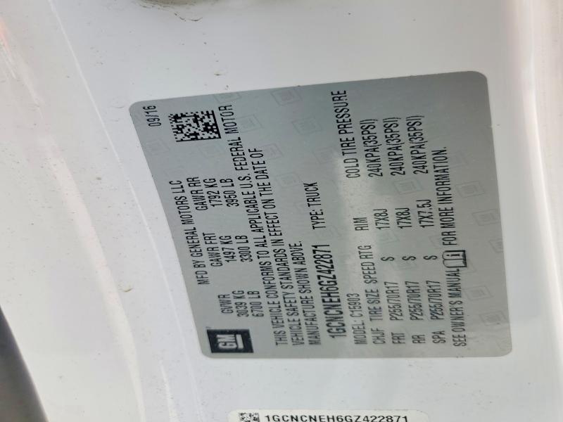 Продаж на аукціоні авто 2016 Chevrolet Silverado, vin: 1GCNCNEH6GZ422871, номер лоту: 54878716