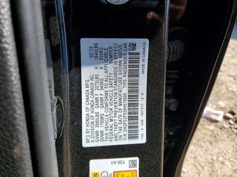Aukcja sprzedaży 2025 Honda Civic, vin: 2HGFE2F53SH576885, numer aukcji: 55240486