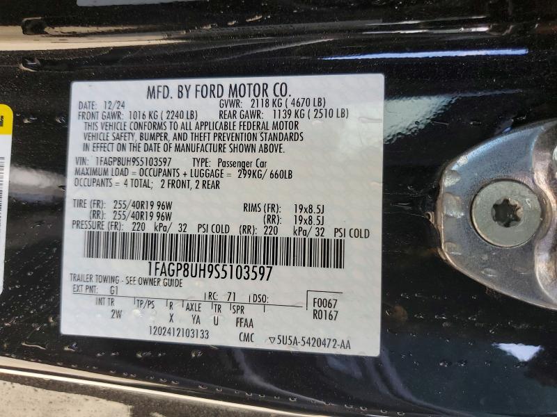 2025 Ford Mustang მანქანა იყიდება აუქციონზე, vin: 1FAGP8UH9S5103597, აუქციონის ნომერი: 52532466