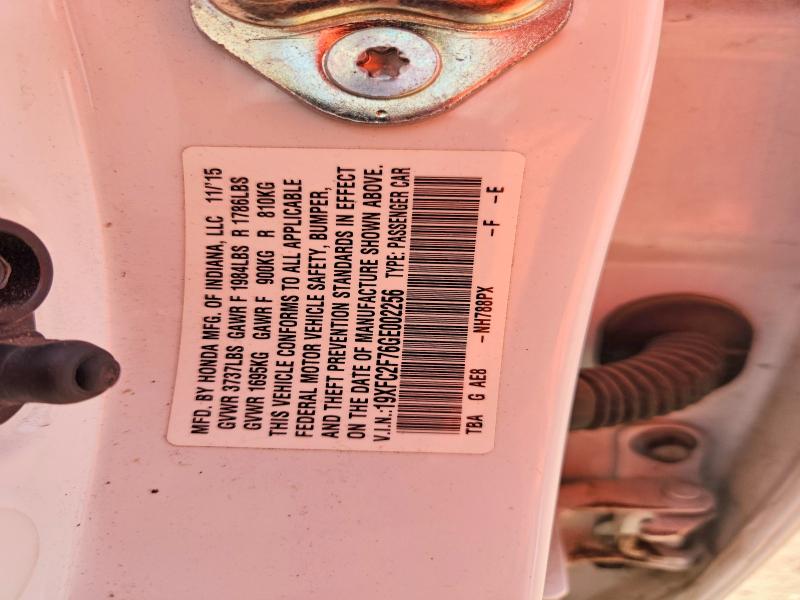 52541976 :رقم المزاد ، 19XFC2F76GE002256 vin ، 2016 Honda Civic مزاد بيع