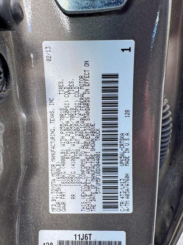 Продажа на аукционе авто 2013 Toyota Tundra, vin: 5TFUM5F10DX044001, номер лота: 53725456