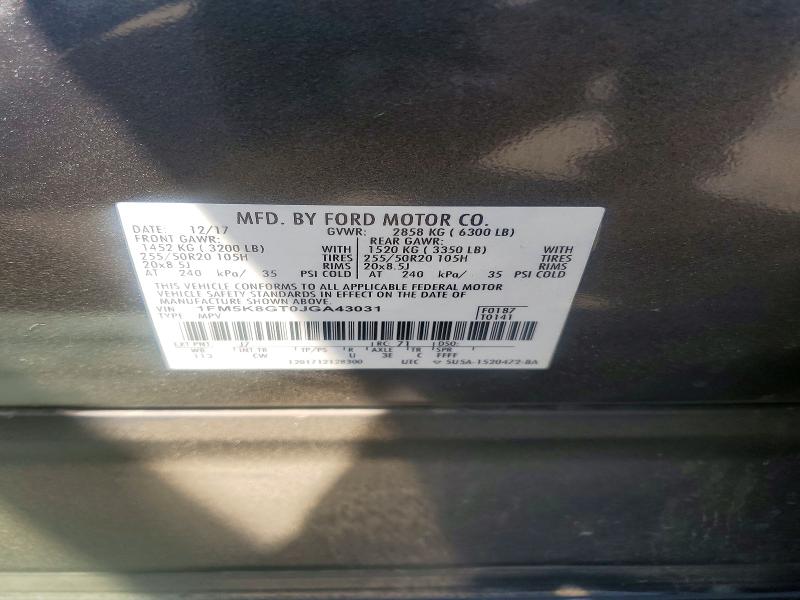 Продажа на аукционе авто 2018 Ford Explorer, vin: 1FM5K8GT0JGA43031, номер лота: 54169836