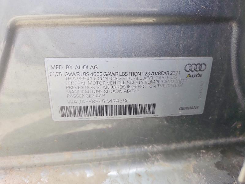 Продаж на аукціоні авто 2005 Audi A4, vin: WAUAF68E55A474580, номер лоту: 53874276