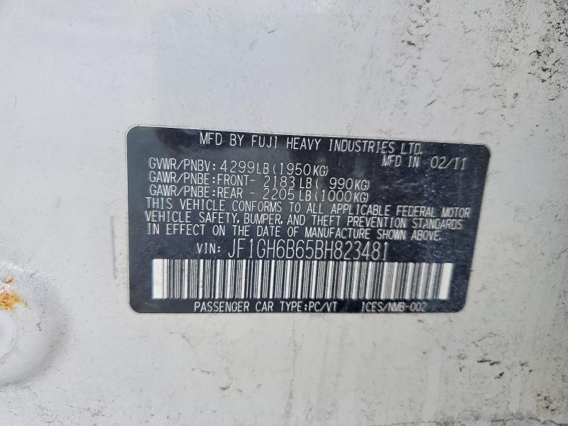 2011 Subaru Impreza მანქანა იყიდება აუქციონზე, vin: JF1GH6B65BH823481, აუქციონის ნომერი: 52188076