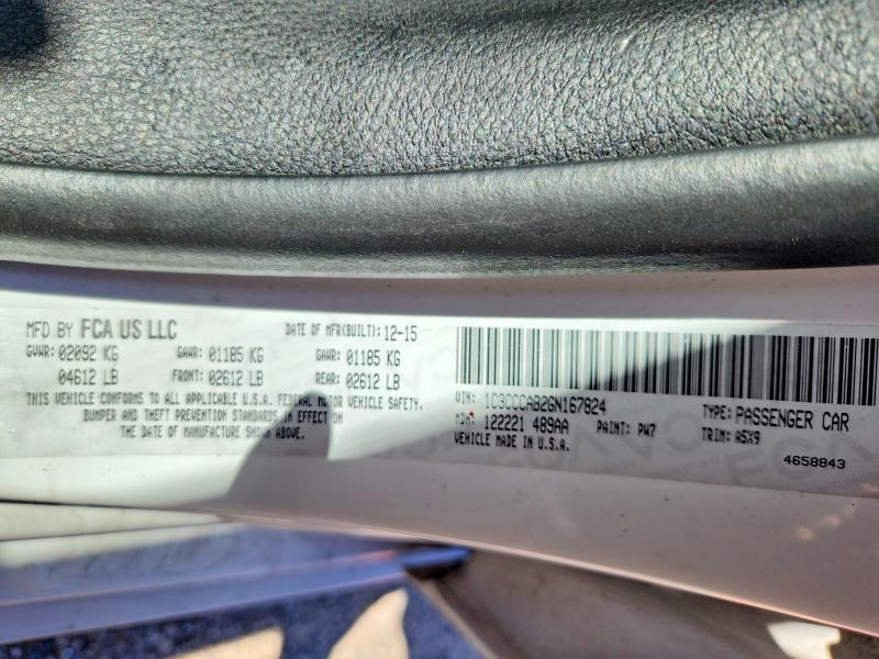 Aukcja sprzedaży 2016 Chrysler 200, vin: 1C3CCCAB2GN167824, numer aukcji: 55342026