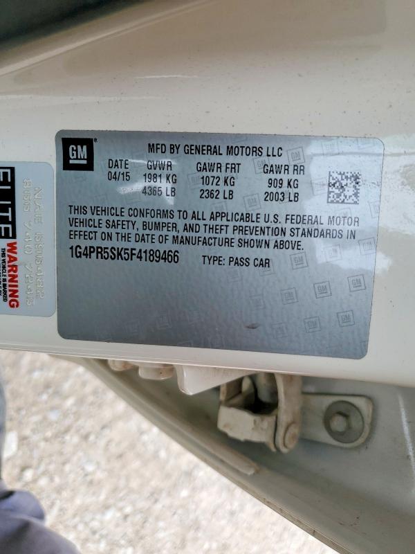 Aukcja sprzedaży 2015 Buick Verano, vin: 1G4PR5SK5F4189466, numer aukcji: 52094036