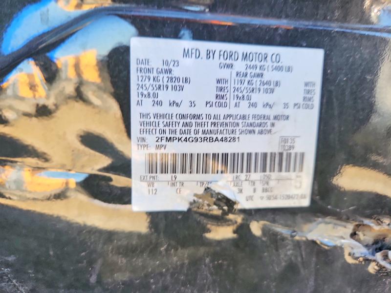 52420156 :رقم المزاد ، 2FMPK4G93RBA48281 vin ، 2024 Ford Edge مزاد بيع