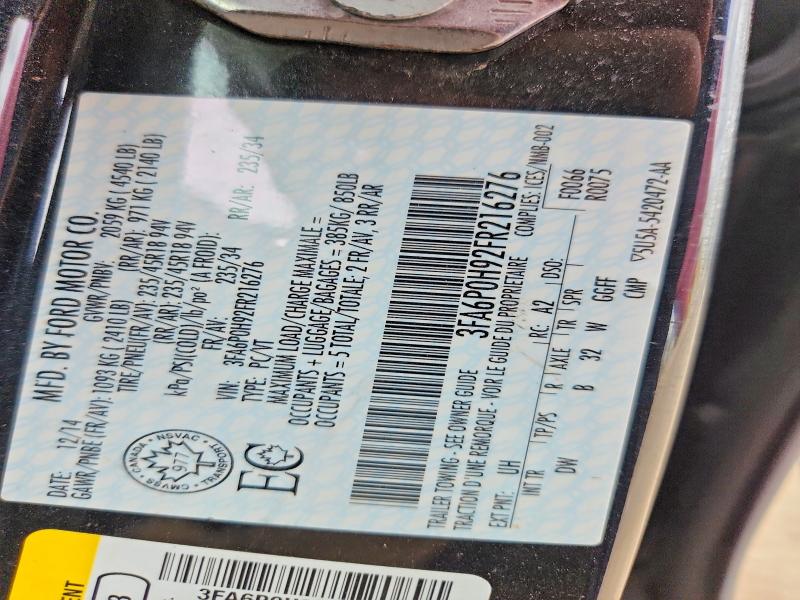 Продаж на аукціоні авто 2015 Ford Fusion, vin: 3FA6P0H92FR216276, номер лоту: 53177566