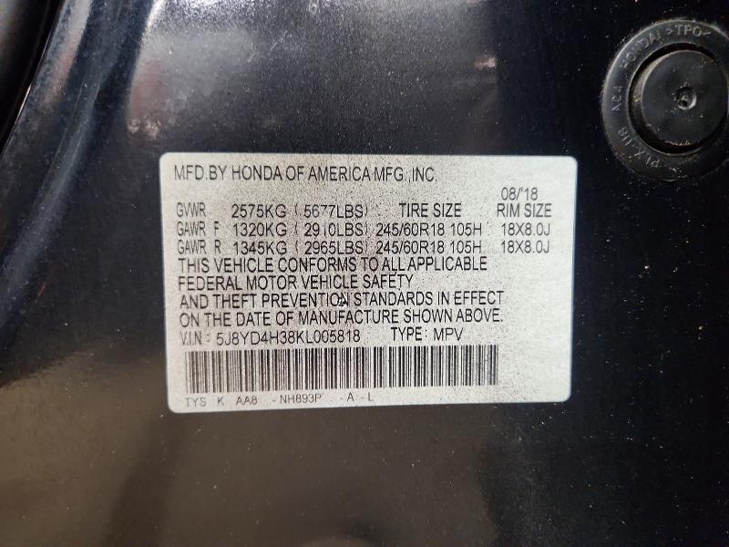 Продаж на аукціоні авто 2019 Acura Mdx, vin: 5J8YD4H38KL005818, номер лоту: 52876906