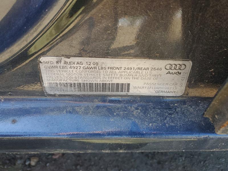 2010 Audi A4 მანქანა იყიდება აუქციონზე, vin: WAUFFAFL0AN038233, აუქციონის ნომერი: 53085636