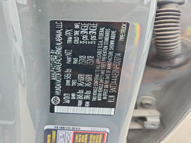 2022 Hyundai Santa Cruz მანქანა იყიდება აუქციონზე, vin: 5NTJA4AE0NH001714, აუქციონის ნომერი: 52816676