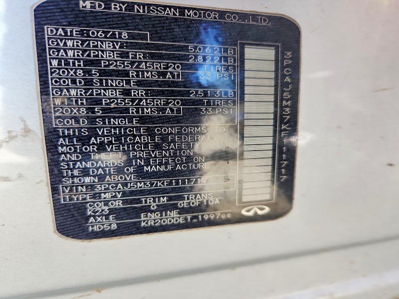 Aukcja sprzedaży 2019 Infiniti Qx50, vin: 3PCAJ5M37KF111717, numer aukcji: 53980816