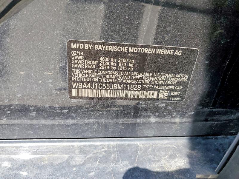 2018 Bmw 430i მანქანა იყიდება აუქციონზე, vin: WBA4J1C55JBM11828, აუქციონის ნომერი: 53258996