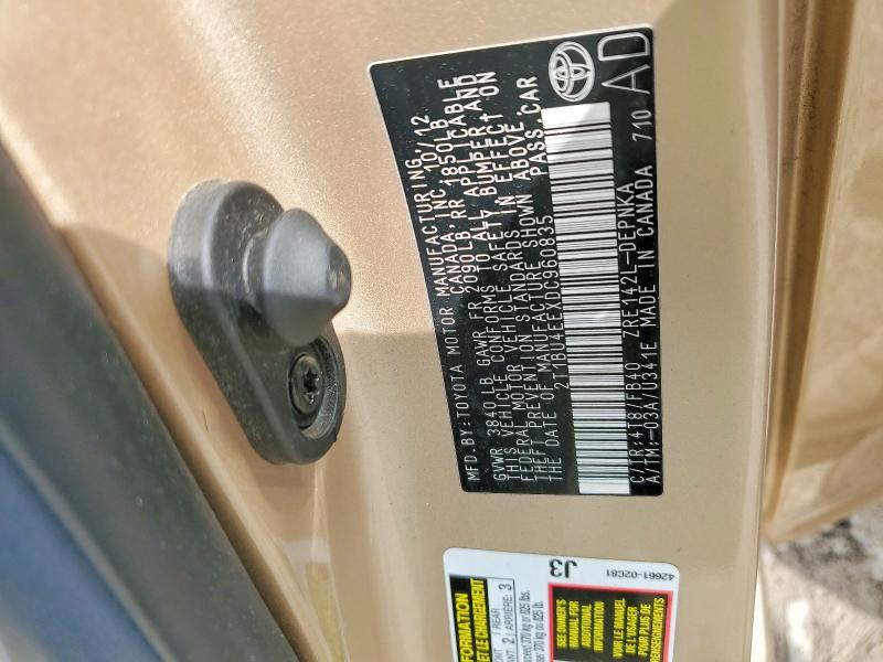 2013 Toyota Corolla მანქანა იყიდება აუქციონზე, vin: 2T1BU4EEXDC960835, აუქციონის ნომერი: 52102816