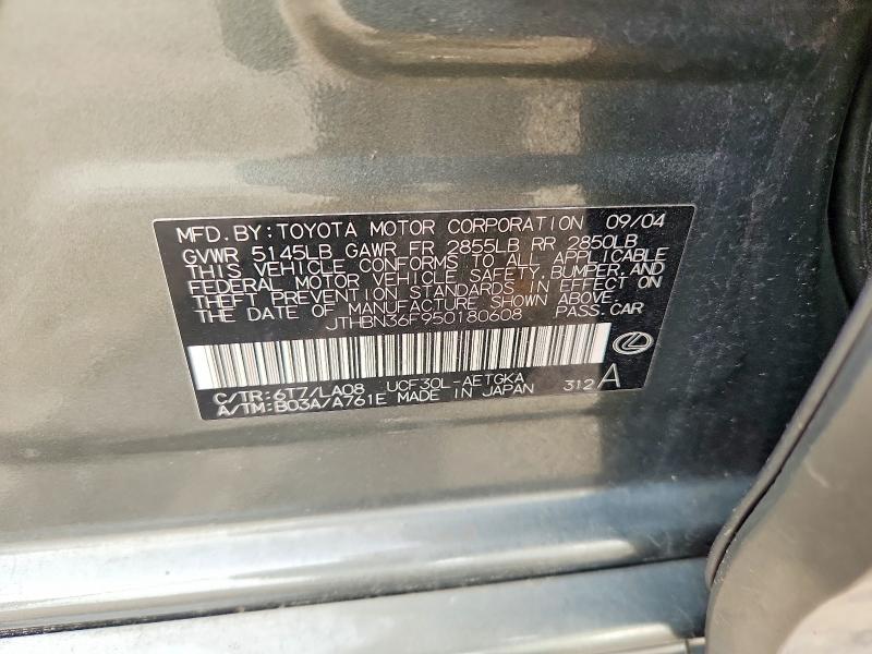 Aukcja sprzedaży 2005 Lexus Ls, vin: JTHBN36F950180608, numer aukcji: 52245766