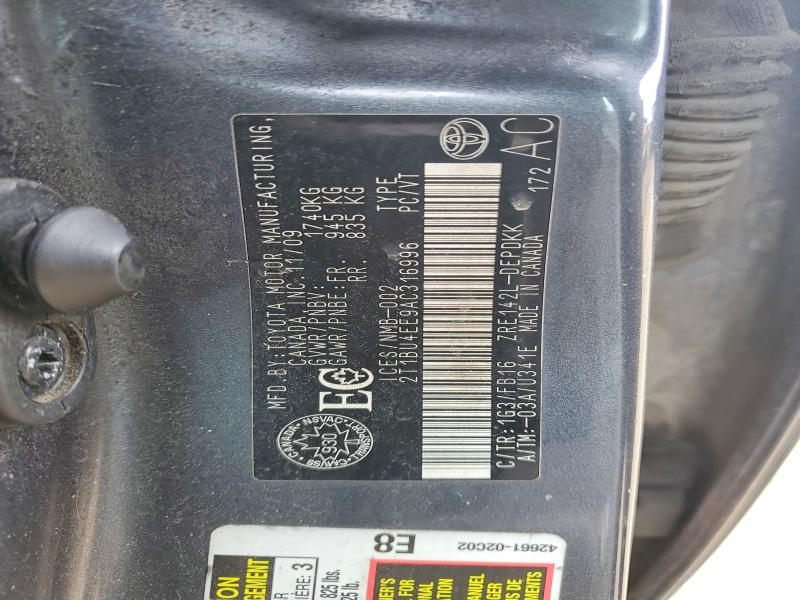 Продаж на аукціоні авто 2010 Toyota Corolla, vin: 2T1BU4EE9AC316996, номер лоту: 51250376