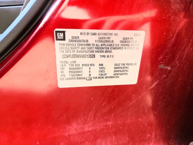 2010 Chevrolet Equinox მანქანა იყიდება აუქციონზე, vin: 2CNFLEEW9A6213528, აუქციონის ნომერი: 54073536