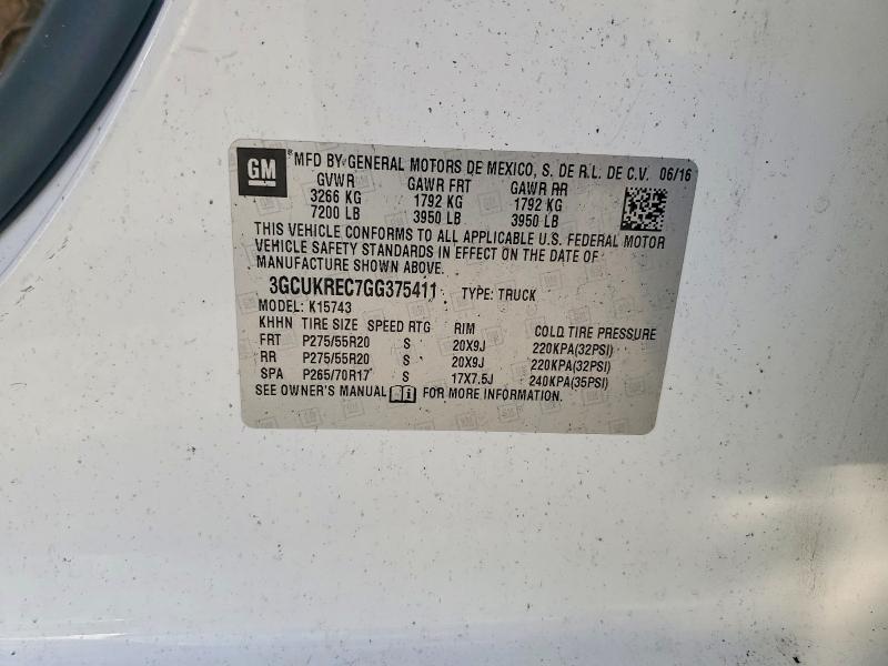 Продажа на аукционе авто 2016 Chevrolet Silverado, vin: 3GCUKREC7GG375411, номер лота: 53472716