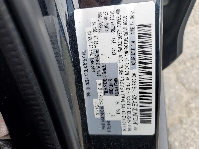 53230896 :رقم المزاد ، JM1GL1WY7K1501943 vin ، 2019 Mazda 6 مزاد بيع