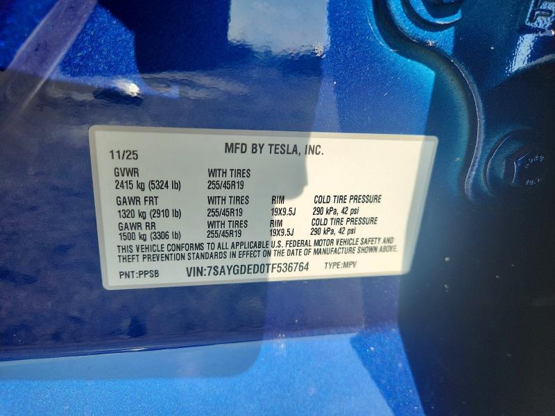 52919796 :رقم المزاد ، 7SAYGDED0TF536764 vin ، 2026 Tesla Model Y مزاد بيع