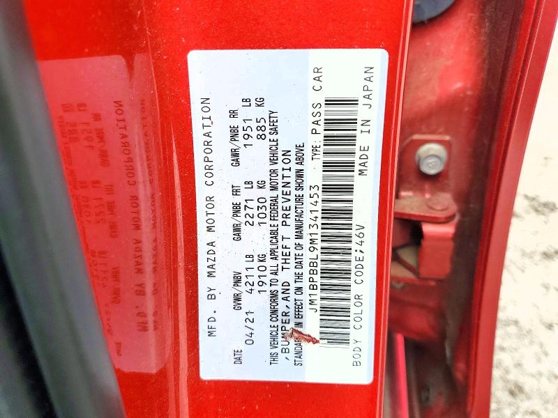 Продаж на аукціоні авто 2021 Mazda 3, vin: JM1BPBBL9M1341453, номер лоту: 54635806