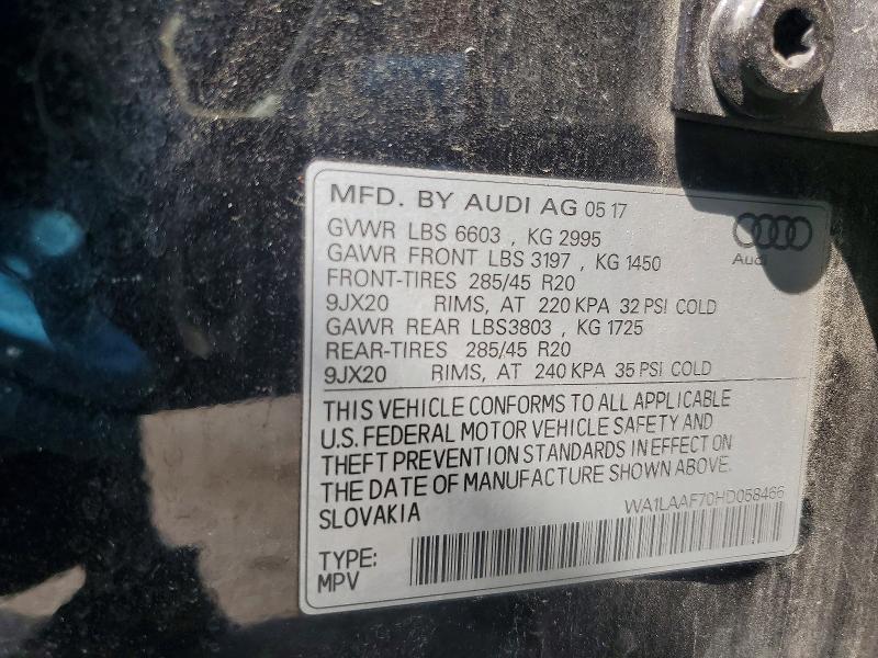 Продажа на аукционе авто 2017 Audi Q7, vin: WA1LAAF70HD058466, номер лота: 52734216