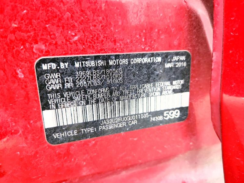 Продаж на аукціоні авто 2016 Mitsubishi Lancer, vin: JA32U2FU0GU011035, номер лоту: 52892836