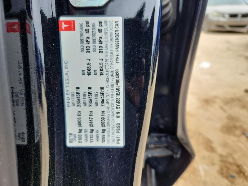 Aukcja sprzedaży 2018 Tesla Model 3, vin: 5YJ3E1EA0JF004929, numer aukcji: 52811076