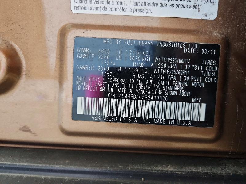 Продажа на аукционе авто 2011 Subaru Outback, vin: 4S4BRDKC5B2410826, номер лота: 52333006