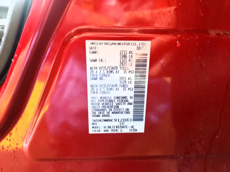 Продажа на аукционе авто 2017 Nissan Pathfinder, vin: 5N1DR2MM0HC912083, номер лота: 55161326