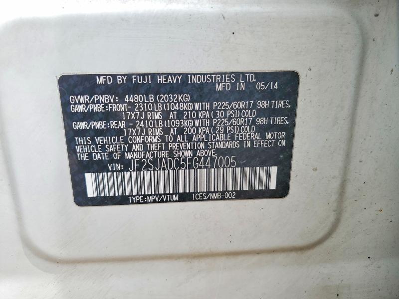 Продаж на аукціоні авто 2015 Subaru Forester, vin: JF2SJADC5FG447005, номер лоту: 53090286