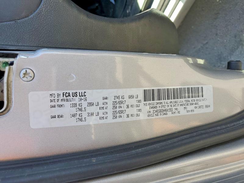 2017 Dodge Grand Caravan მანქანა იყიდება აუქციონზე, vin: 2C4RDGBG9HR601553, აუქციონის ნომერი: 54003416