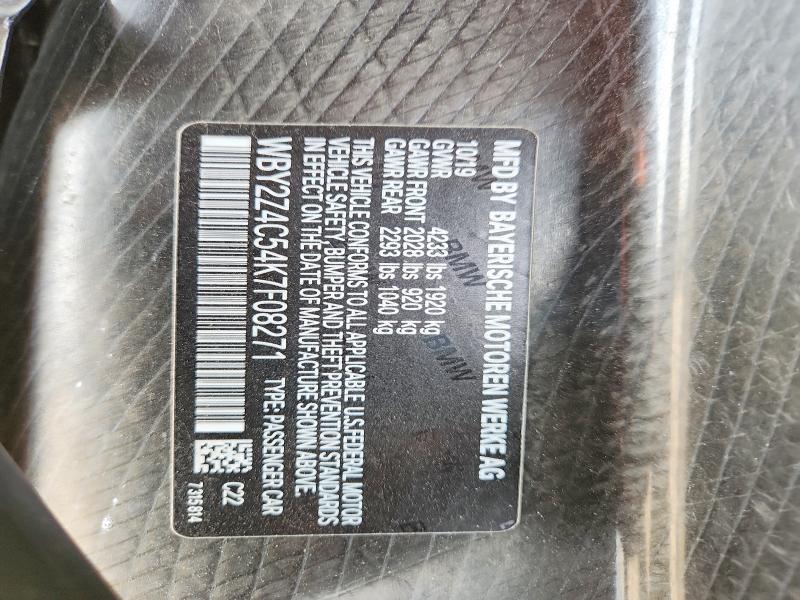 54093806 :رقم المزاد ، WBY2Z4C54K7F08271 vin ، 2019 Bmw I8 مزاد بيع