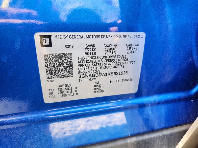 Auction sale of the 2019 Chevrolet Blazer, vin: 3GNKBBRA1KS621535, lot number: 53550976