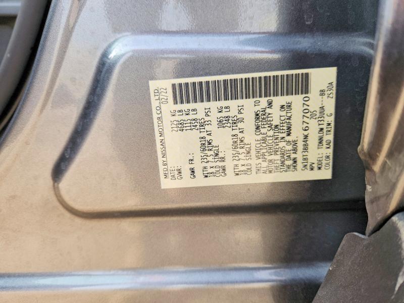 52493066 :رقم المزاد ، 5N1BT3BB4NC677070 vin ، 2022 Nissan Rogue مزاد بيع