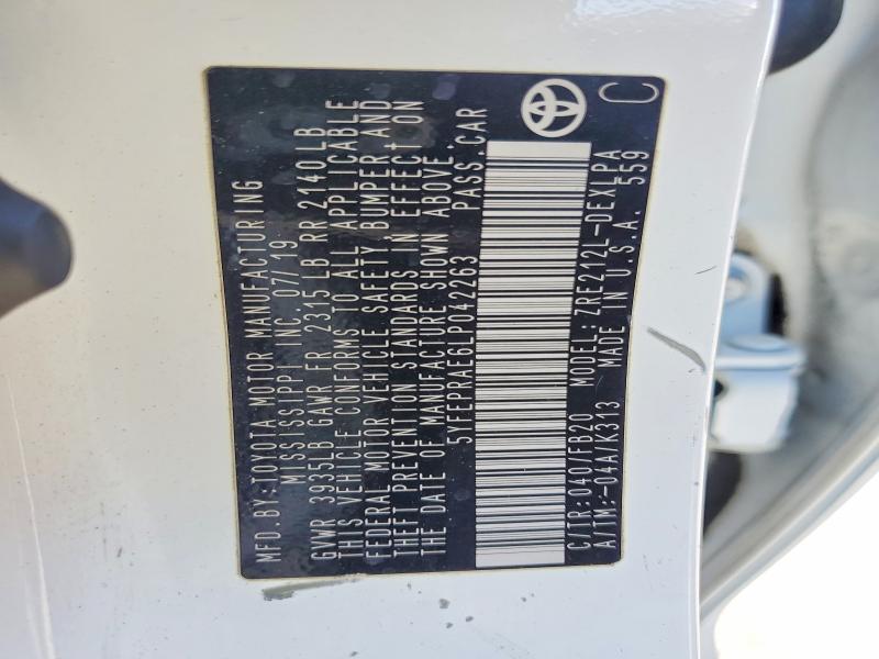 54495076 :رقم المزاد ، 5YFEPRAE6LP042263 vin ، 2020 Toyota Corolla مزاد بيع