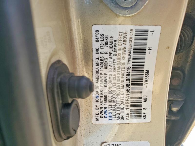 Продаж на аукціоні авто 2008 Honda Civic, vin: 1HGFA15598L088415, номер лоту: 55616636