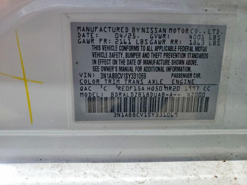 Продажа на аукционе авто 2025 Nissan Sentra, vin: 3N1AB8CV1SY331069, номер лота: 54848486