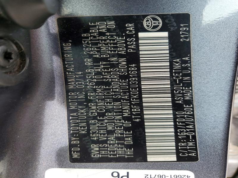 Aukcja sprzedaży 2014 Toyota Camry, vin: 4T1BF1FK0EU391684, numer aukcji: 55364536