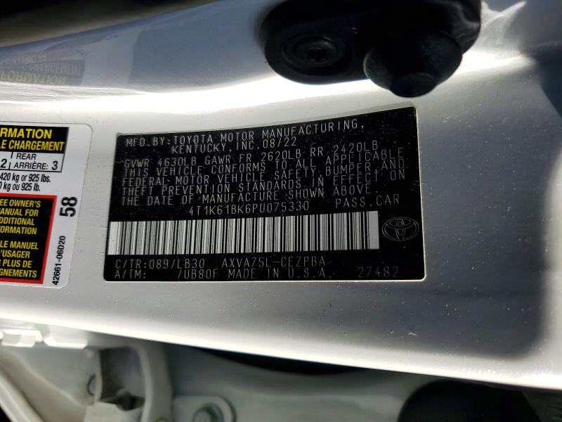 Продажа на аукционе авто 2023 Toyota Camry, vin: 4T1K61BK6PU075330, номер лота: 53338846